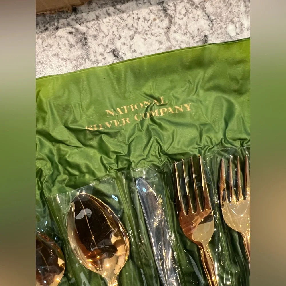 Vintage Coppercraft Guild National Silver Company Silverware Set x2 Gold Plated - Picture 8 of 8